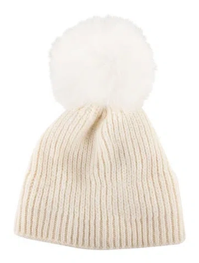 Pre-owned Sandro Neutral Wool With Pom Pom Beanie In Neutrals