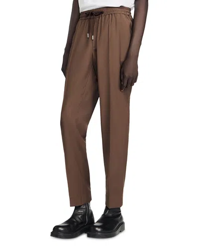 Sandro New Alpha Drawstring Pants In Brown