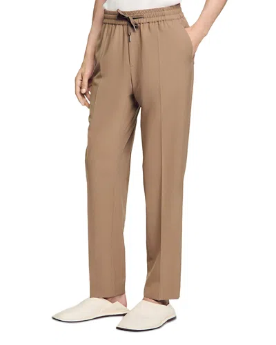 Sandro New Alpha Drawstring Pants In Dark Sand