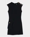Sandro Button-detail Mini Dress In Blue