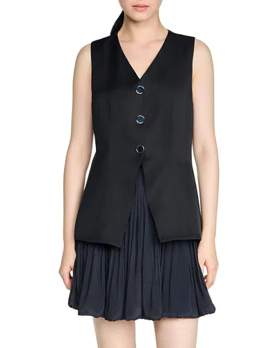Sandro Nilda Short Bubble Dress In Black