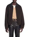 Sandro Nilo Double Faced Wool Jacket In Black / Brown