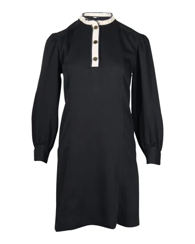 Sandro Noemi Mini Shift Dress In Black Polyester