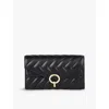 Sandro Womens  Yza Quilted Leather Clutch Bag In Noir / Gris