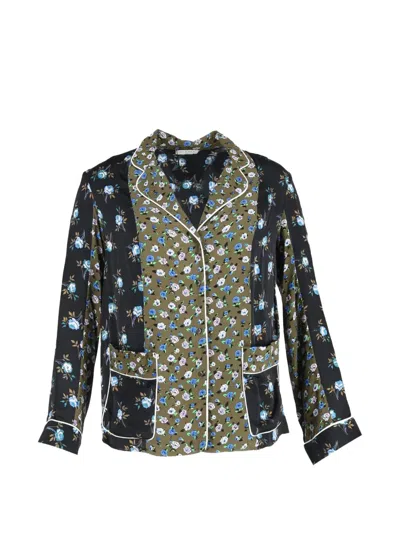 Pre-owned Sandro Noisette Floral-printed Blouse In Black