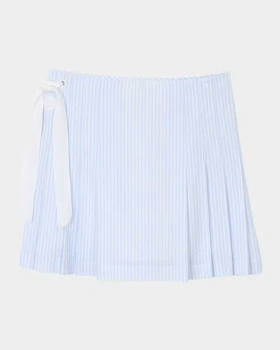 Sandro Noora Striped Seersucker Mini Skirt In Blue