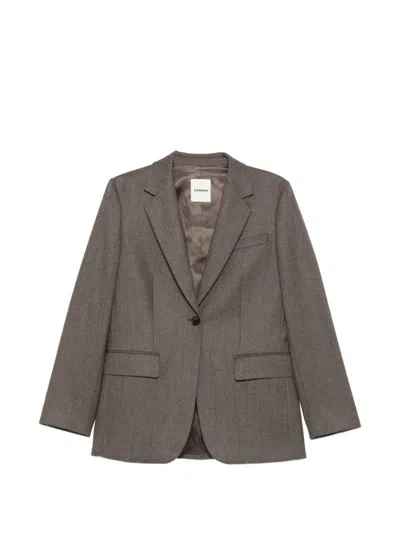 Sandro Notched-lapel Single-breasted Blazer In Brown