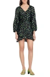 Sandro Novalee Floral Ruched Dress In Multi