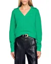 Sandro Numae Collared Sweater In Green