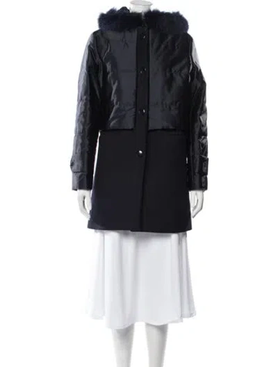 Pre-owned Sandro Nylon Down Coat In Blue