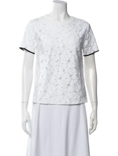 Pre-owned Sandro Nylon Floral Print Top In White