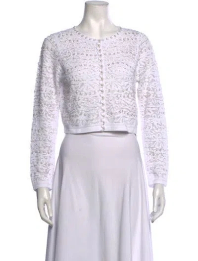 Pre-owned Sandro Nylon Patterned Sweater In White