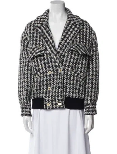 Pre-owned Sandro Nylon Printed Evening Jacket In Black