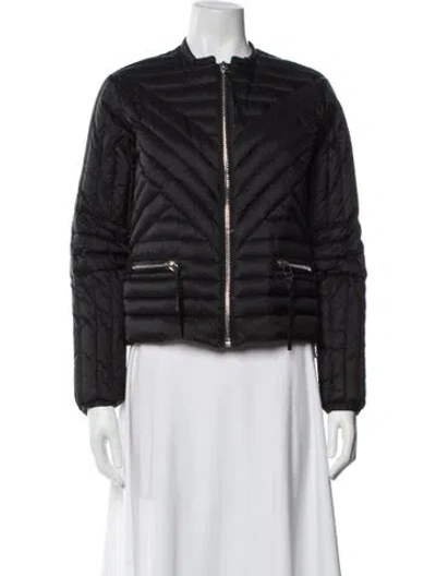 Pre-owned Sandro Nylon Striped Down Jacket In Black