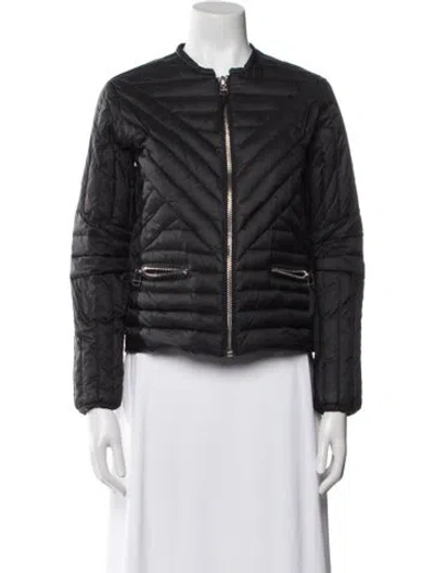Pre-owned Sandro Nylon Striped Down Jacket In Black
