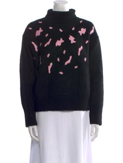 Pre-owned Sandro Nylon Turtleneck Sweater In Black