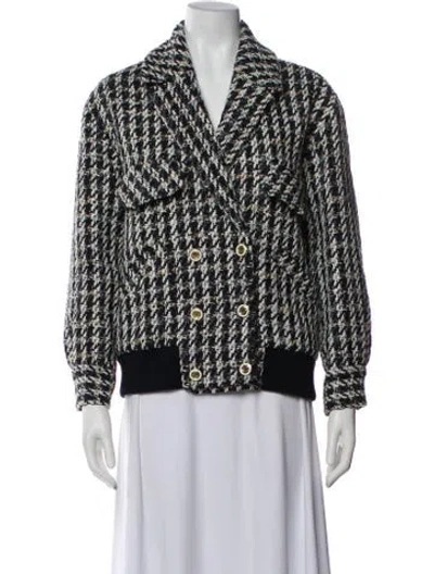 Pre-owned Sandro Nylon Tweed Pattern Blazer W/ Tags In Multi