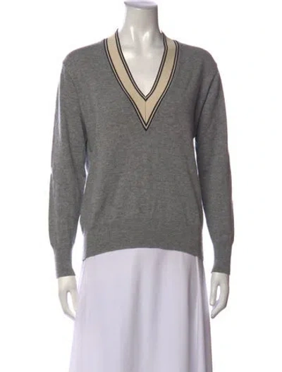 Pre-owned Sandro Nylon V-neck Sweater In Grey