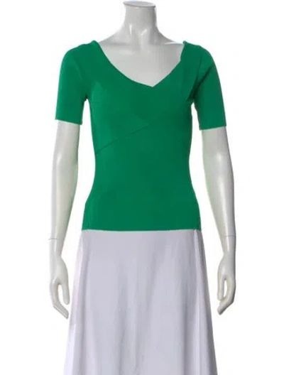 Pre-owned Sandro Nylon V-neck Top In Green