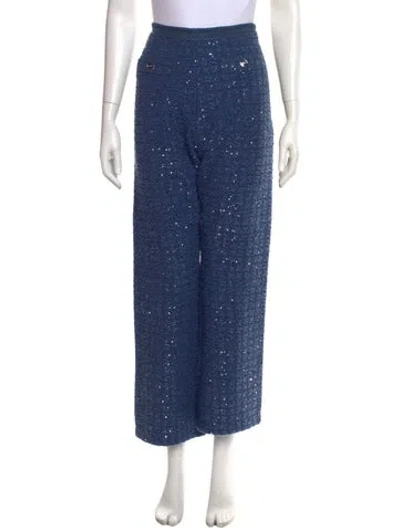 Pre-owned Sandro Nylon Wide Leg Pants In Blue