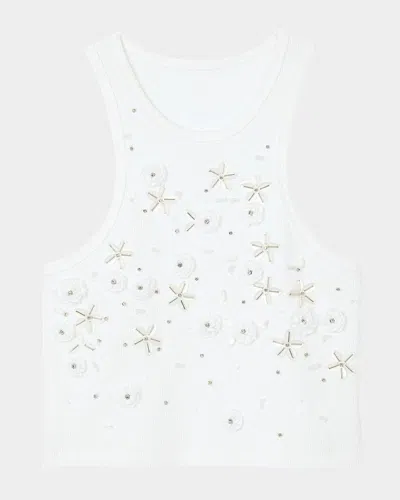 Sandro Oasis Embellished Racerback Tank Top In Naturels