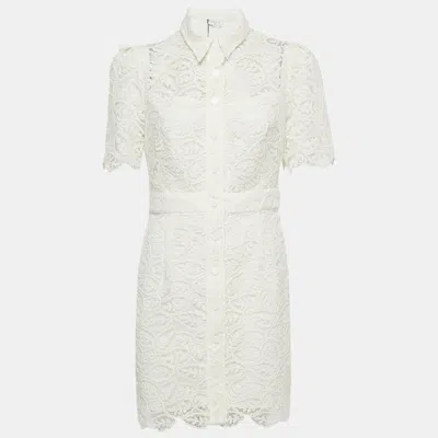 Pre-owned Sandro Off-white Floral Guipure Lace Mini Dress L