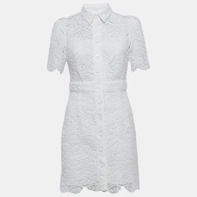 Pre-owned Sandro Off-white Floral Guipure Lace Mini Dress S