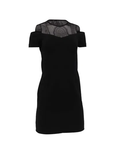 Pre-owned Sandro Off-shoulder Mini Dress In Black