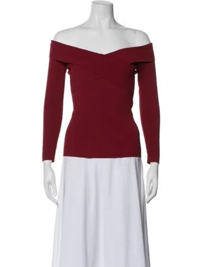 Pre-owned Sandro Off-the-shoulder Long Sleeve Top In Red