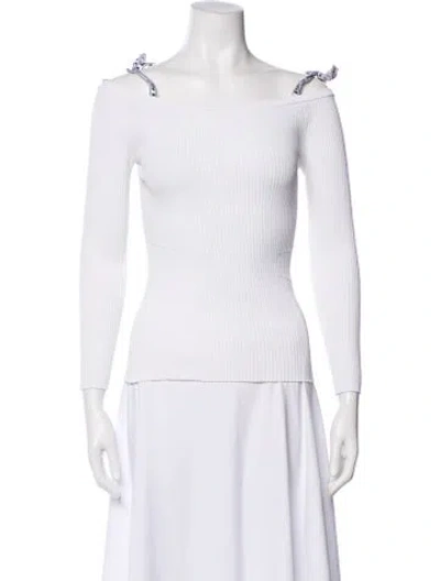 Pre-owned Sandro Off-the-shoulder Long Sleeve Top In White