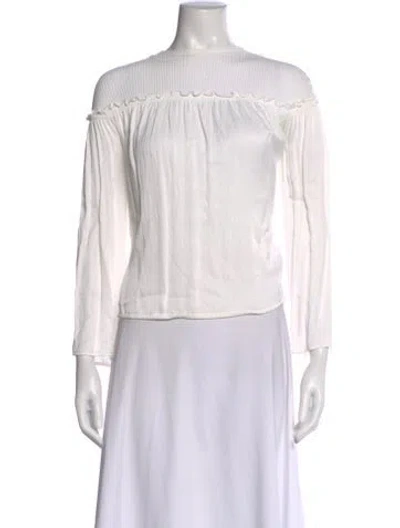 Pre-owned Sandro Off-the-shoulder Long Sleeve Top In White