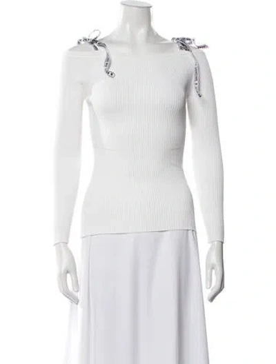 Pre-owned Sandro Off-the-shoulder Long Sleeve Top In White