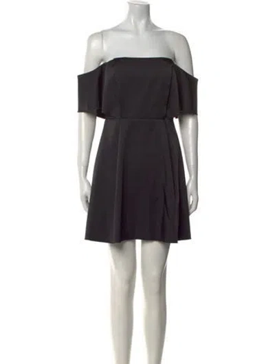 Pre-owned Sandro Off-the-shoulder Mini Dress In Black