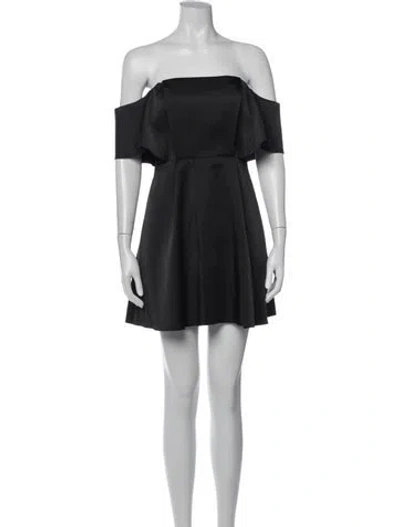 Pre-owned Sandro Off-the-shoulder Mini Dress In Black