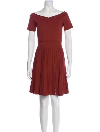 Pre-owned Sandro Off-the-shoulder Mini Dress In Red