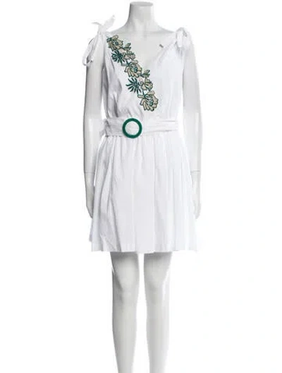 Pre-owned Sandro Off-the-shoulder Mini Dress In White