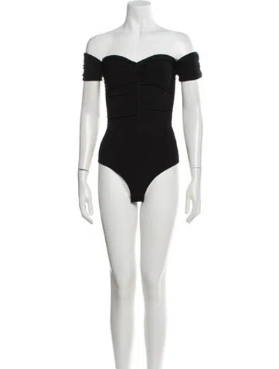 Pre-owned Sandro Off-the-shoulder Short Sleeve Bodysuit In White
