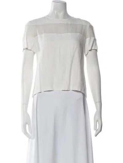 Pre-owned Sandro Off-the-shoulder Short Sleeve Crop Top In White