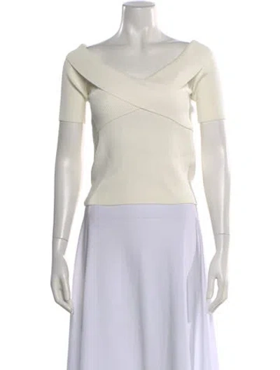 Pre-owned Sandro Off-the-shoulder Short Sleeve Top In Neutral