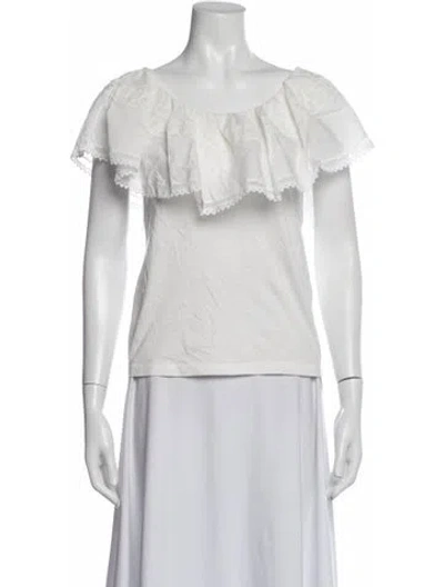 Pre-owned Sandro Off-the-shoulder Short Sleeve Top In Neutrals/white