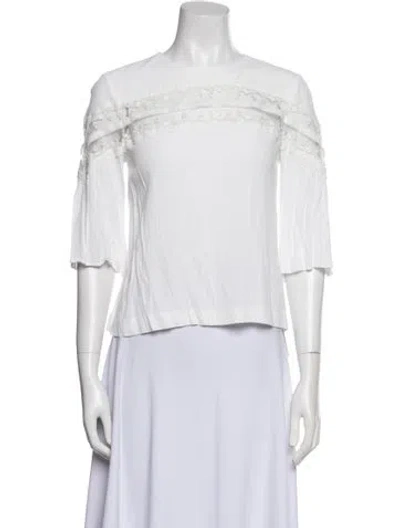 Pre-owned Sandro Off-the-shoulder Three-quarter Sleeve Blouse In White