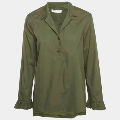 Sandro Olive Green Cotton Long Sleeve Top