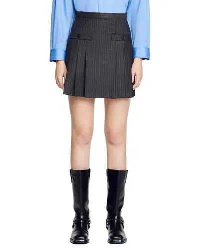 Sandro Omen Wool Skirt In Black