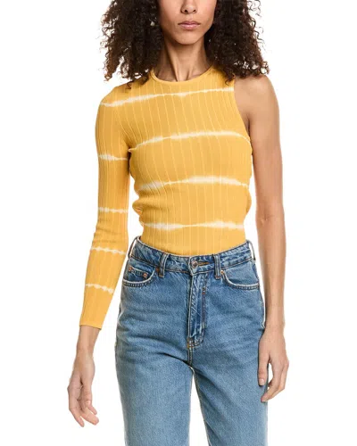 Sandro One-sleeve Top In Yellow