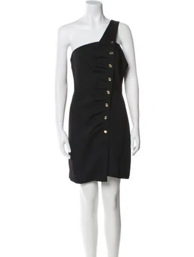 Pre-owned Sandro One-shoulder Mini Dress In Black