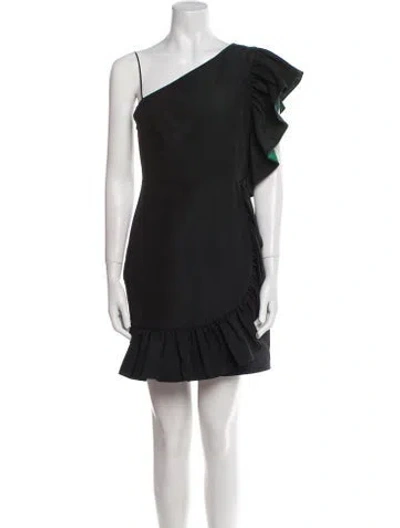 Pre-owned Sandro One-shoulder Mini Dress In Black