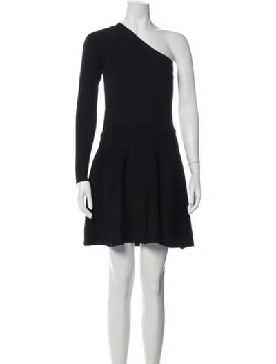 Pre-owned Sandro One-shoulder Mini Dress In Black