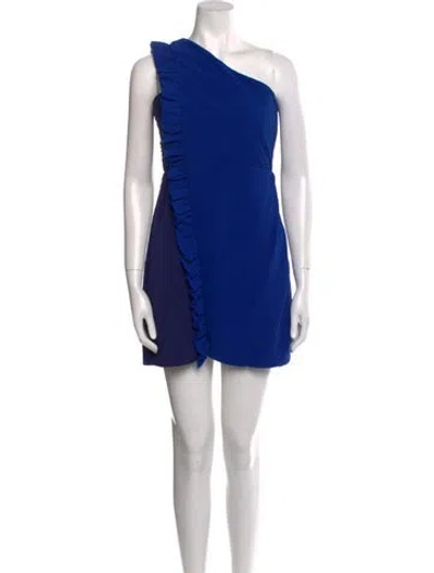 Pre-owned Sandro One-shoulder Mini Dress In Blue