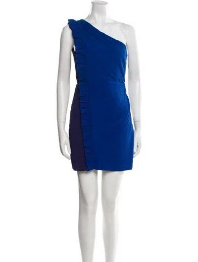 Pre-owned Sandro One-shoulder Mini Dress In Blue