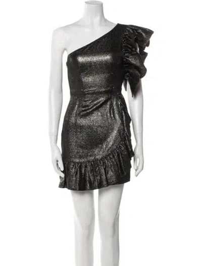 Pre-owned Sandro One-shoulder Mini Dress In Multi